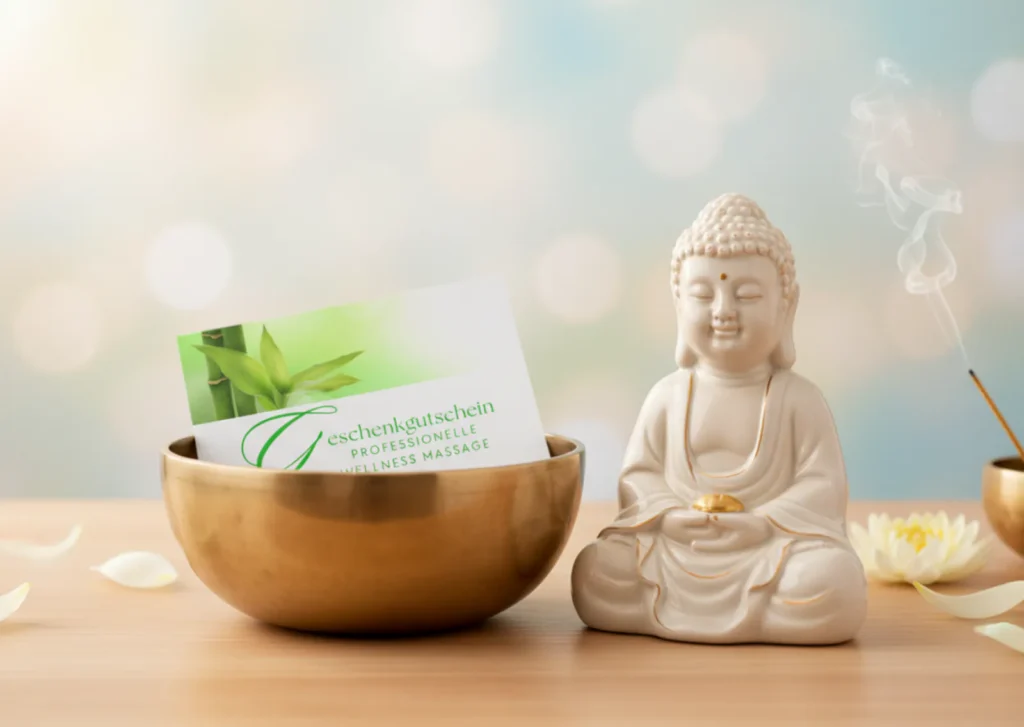 Geschenkgutschein von Wellness Massage by Andreas in einer Klangschale